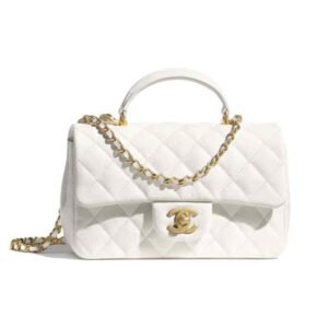 Chanel mini coco handle in white caviar